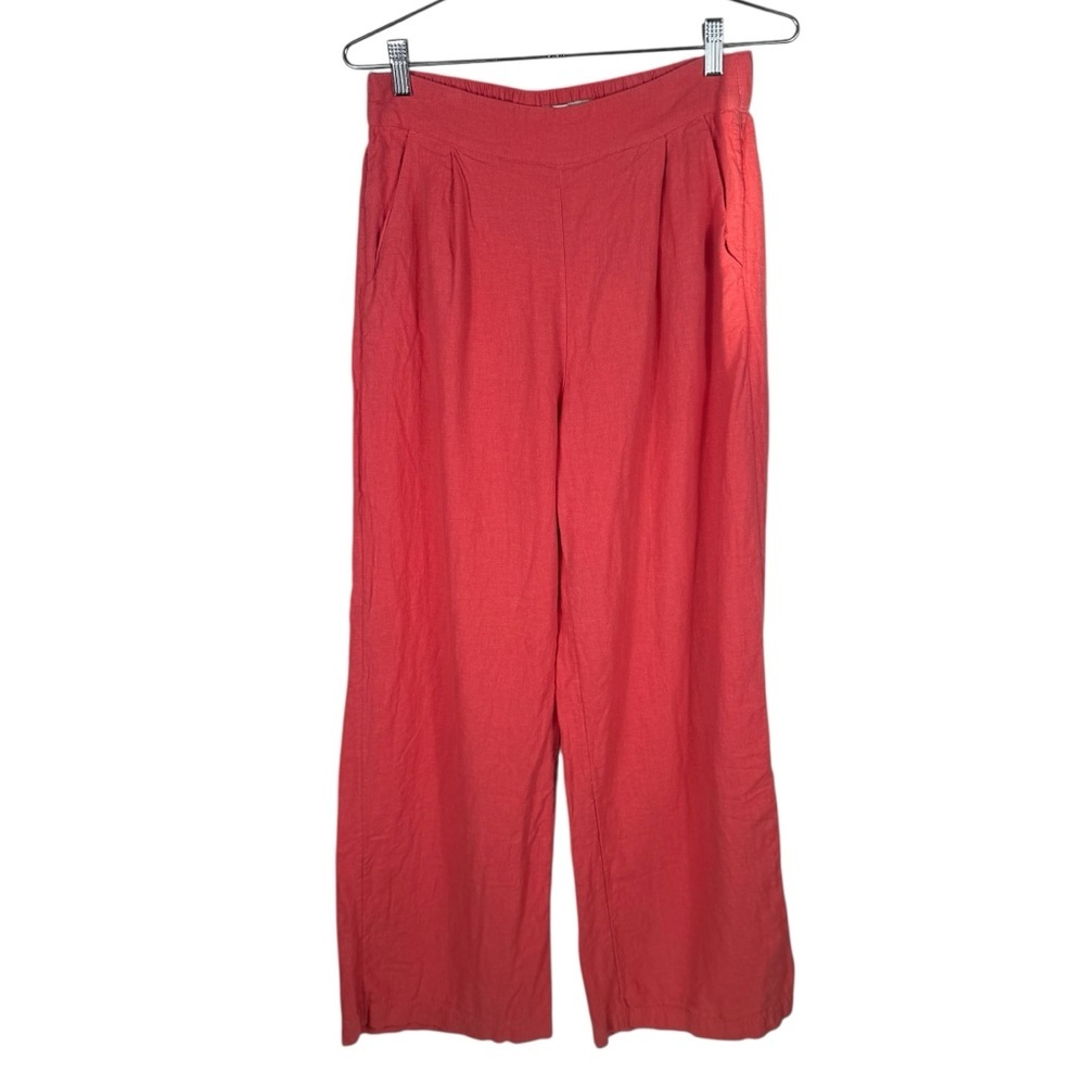 Abercrombie & Fitch Linen Blend Pull-On Pants, Coral, Size M - Picture 2 of 7